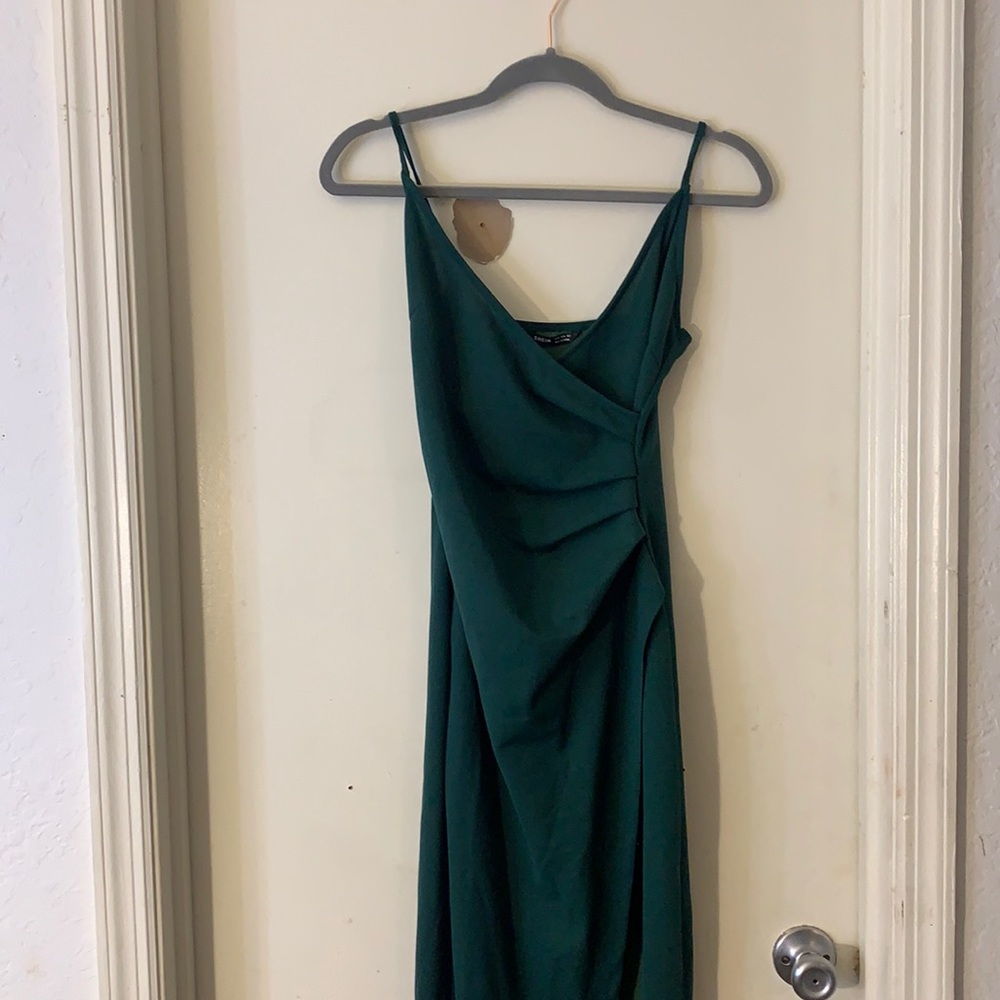 Dark Green Bridesmaid Dress with Slit